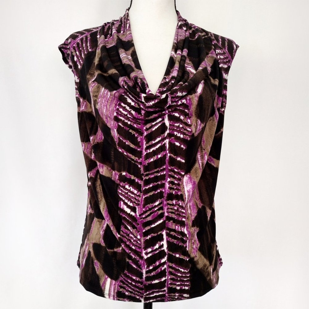 Worthington Multicolored Sleeveless Cowl Neck Blouse